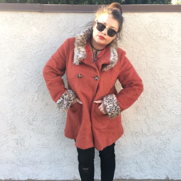 Vintage Saffron & Leopard Print Faux Fur Coat - Picture 2 of 4